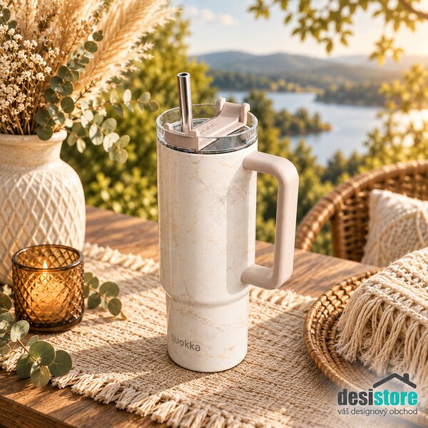 Termohrnek Vibe s brčkem, 880ml, Quokka, marble