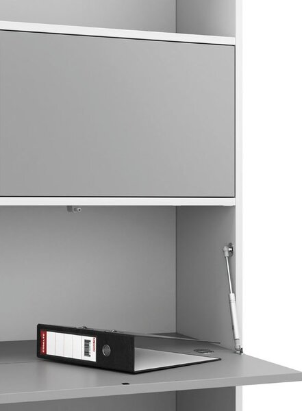 Vysoký kancelářský policový regál LAYERS, 2 boxy, 800 x 400 x 1905 mm, bílá