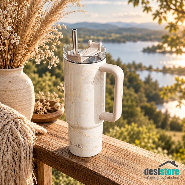 Termohrnek Vibe s brčkem, 880ml, Quokka, marble
