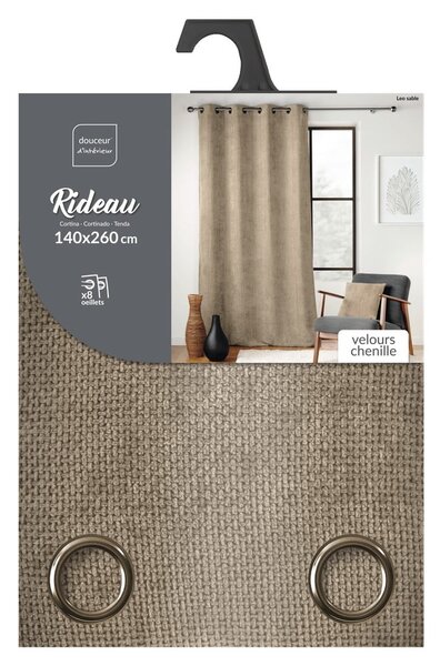 Světle hnědý závěs z žinylky 140x260 cm Leo – douceur d'intérieur