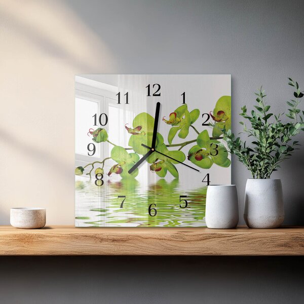 Skleněné hodiny na stěnu Orchidej zskc-30x30-00170711