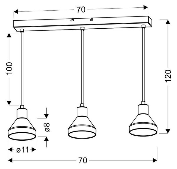 Candellux Černo-zlatý závěsný lustr Gregory pro žárovku 3x E14 33-79008