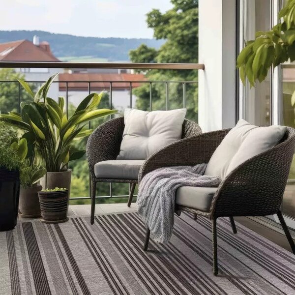 Makro Abra Kusový koberec Sisal MELISSA KL69B Pruhy šedý Rozměr: 160x230 cm
