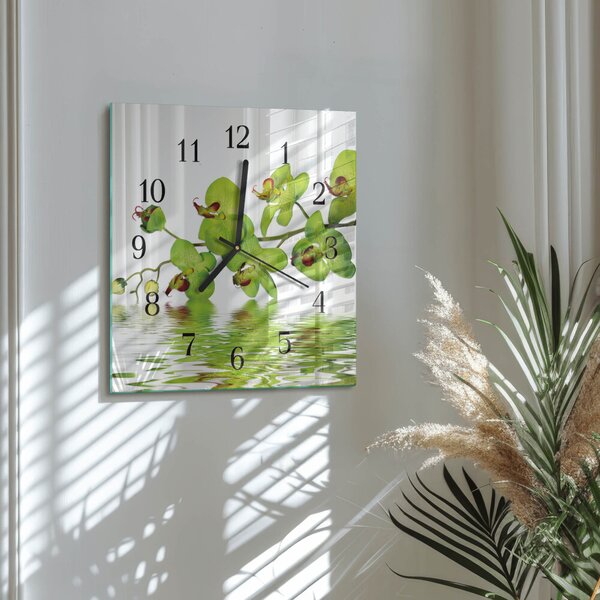 Skleněné hodiny na stěnu Orchidej zskc-30x30-00170711