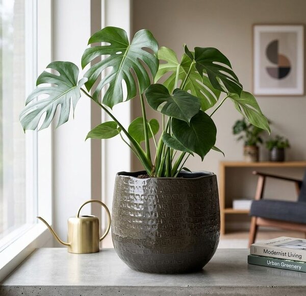 Tmavě šedý obal na květináč Graphine L - Ø 25*22 cm - J-Line by Jolipa