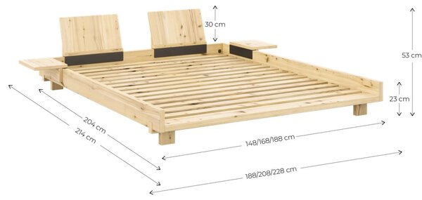 Hnědá dvoulůžková postel z borovicového dřeva s roštem 160x200 cm Social – Karup Design