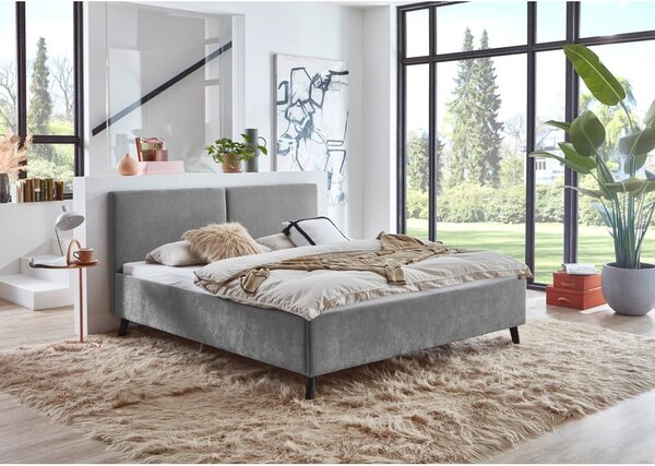 Šedá čalouněná dvoulůžková postel s roštem 160x200 cm Piano – Meise Möbel