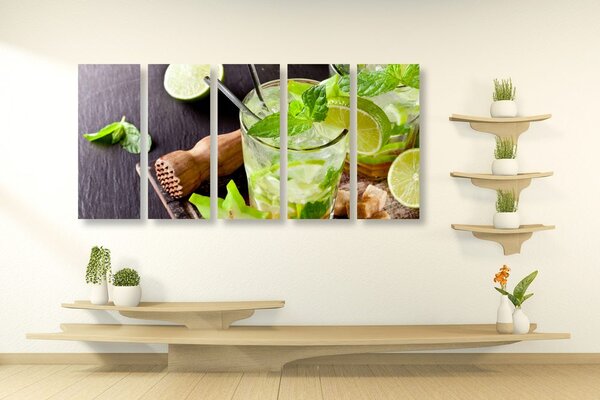 5-dílný obraz lahodné Mojito