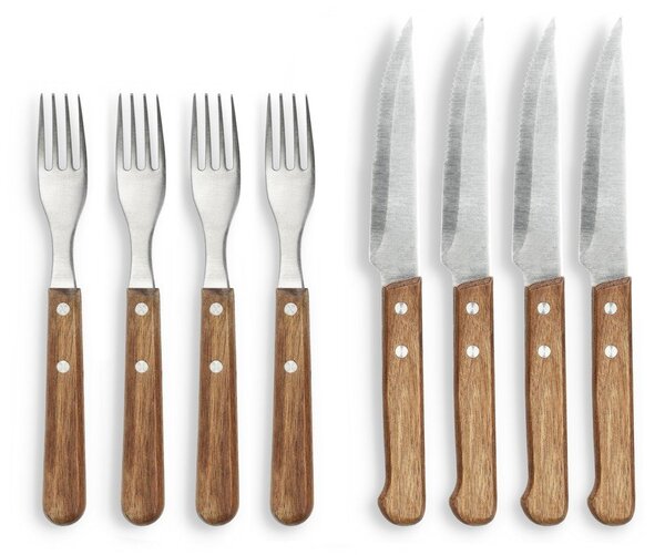 Nerezové steakové příbory v sadě 8 ks ve stříbrné barvě/v přírodní barvě – Holm