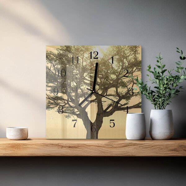 Skleněné hodiny na stěnu Strom zskc-30x30-00170739