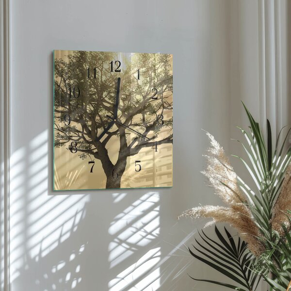 Skleněné hodiny na stěnu Strom zskc-30x30-00170739