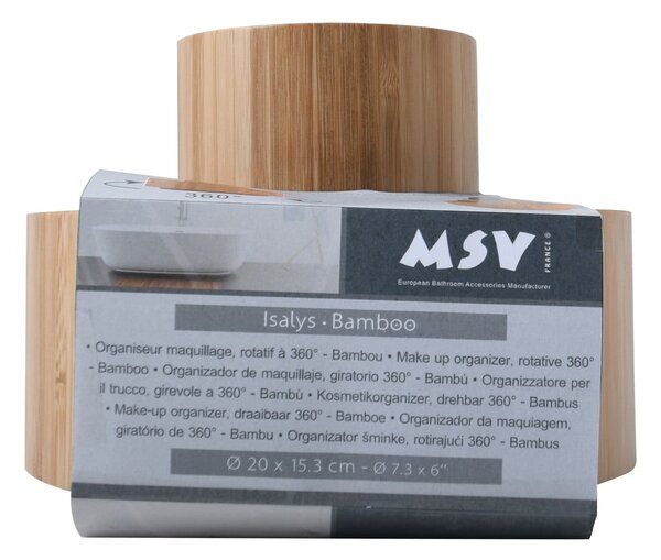 Bambusový koupelnový organizér na kosmetiku/otočný v přírodní barvě Isalys – MSV