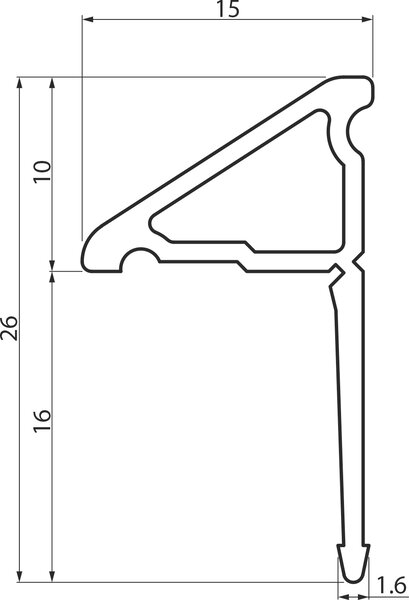 Polysan Krycí lišta pro vany a vaničky, 2x 1950mm, 2x roh, 2x zakončení, černá mat 91020B