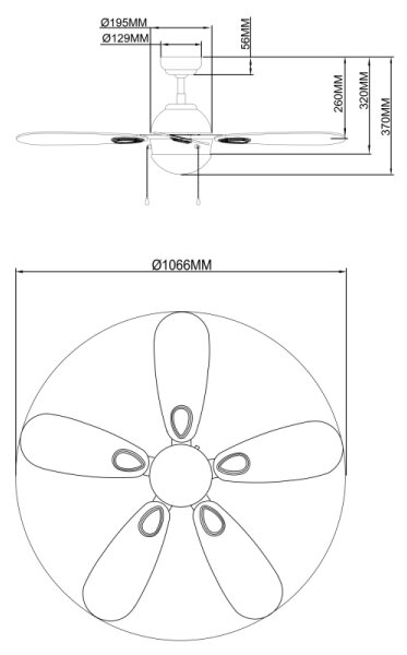 Globo 03180 - Stropní ventilátor WADE 1xE14/60W/230V