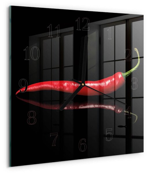 Skleněné hodiny na stěnu Chilli paprička zskc-30x30-00170747