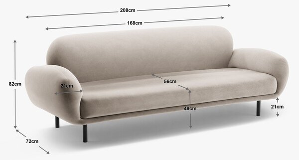 Zelená pohovka z textilie bouclé 208 cm Poppy – Micadoni