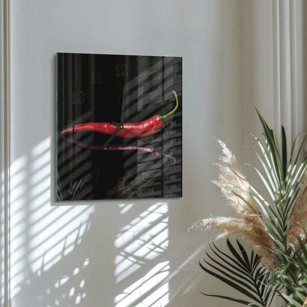 Skleněné hodiny na stěnu Chilli paprička zskc-30x30-00170747