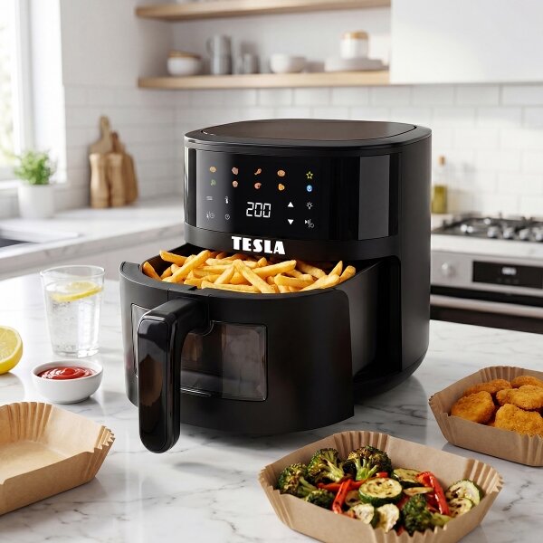 TESLA Electronics AirCook - Horkovzdušná fritéza 4,4 l 1450W/230V černá