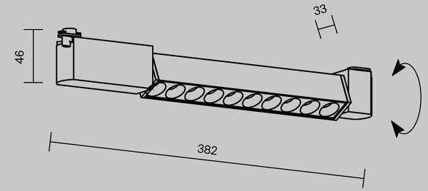 Maytoni LED svítidlo POINTS černé 10W pro 1F systém UNITY, d. 38,2 cm, 3000K nestmívatelné