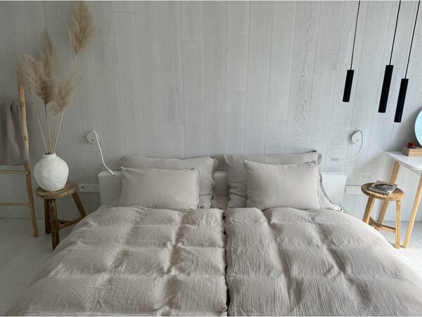 Béžové mušelínové povlečení na jednolůžko 135x200 cm Plain Muslin – Butter Kings