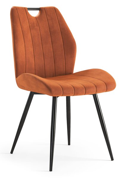 MAZZONI EXPORT ARNO Skořice (látka Bluvel 4215) - MODERNÍ ŽIDLE ČALOUNĚNÁ DO OBÝVACÍHO POKOJE / JÍDELNY S DRŽADLEM VELVET ORANŽOVÁ/HNĚDÁ