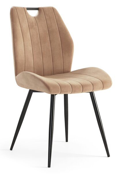 MAZZONI EXPORT ARNO Béžová (látka Bluvel 28) - MODERNÍ ŽIDLE ČALOUNĚNÁ DO OBÝVACÍHO POKOJE / JÍDELNY S DRŽADLEM VELVET