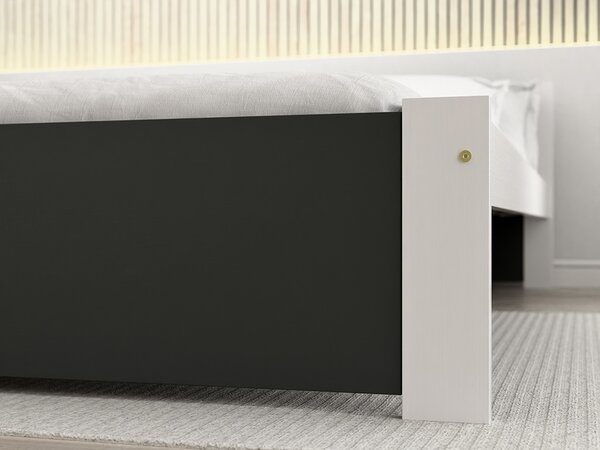Postel IKAROS 90 x 200 cm, antracit/bílá s lamelovým roštem a matrací Deluxe 10 cm