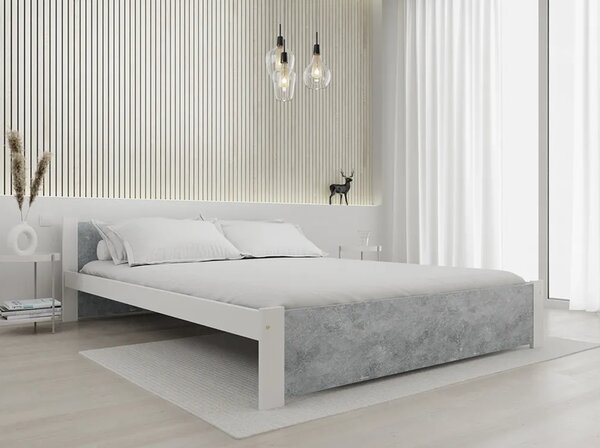 Postel IKAROS 180 x 200 cm, beton/bílá