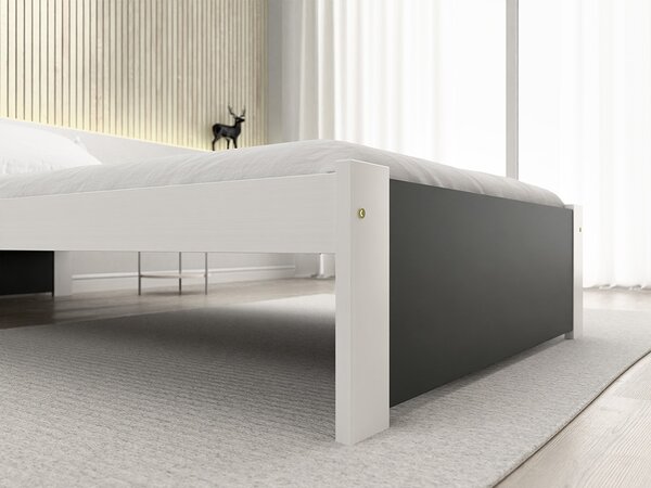 Postel IKAROS 90 x 200 cm, antracit/bílá s lamelovým roštem a matrací Deluxe 10 cm