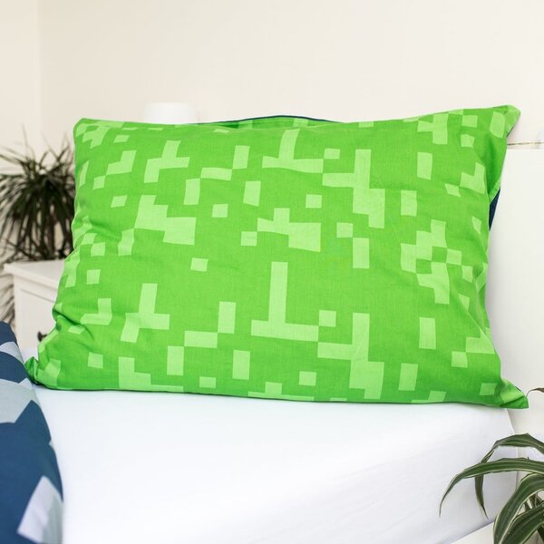 Zeleno-modré bavlněné dětské povlečení na jednolůžko 140x200 cm Minecraft "Sssleep Tight" – Jerry Fabrics