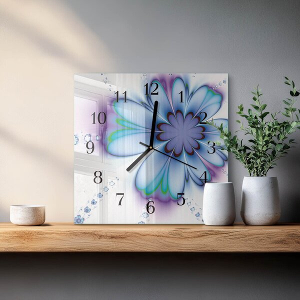 Skleněné hodiny na stěnu Květ zskc-30x30-00170869