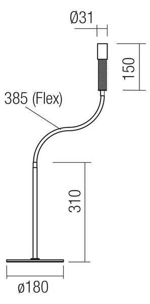 Redo Stolní LED lampa DRILL 8W, v. 84,5 cm flexibilní, CRI90, stmívatelná Barva: Zlatá, Barva světla: 2700K