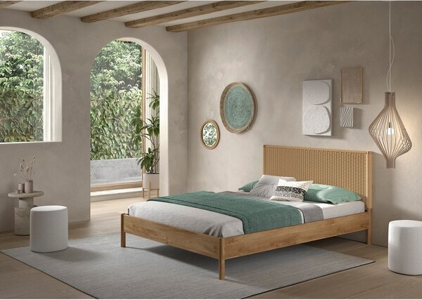 Dvoulůžková postel z dubového dřeva bez roštu 160x200 cm v přírodní barvě Olive Rope – Vipack