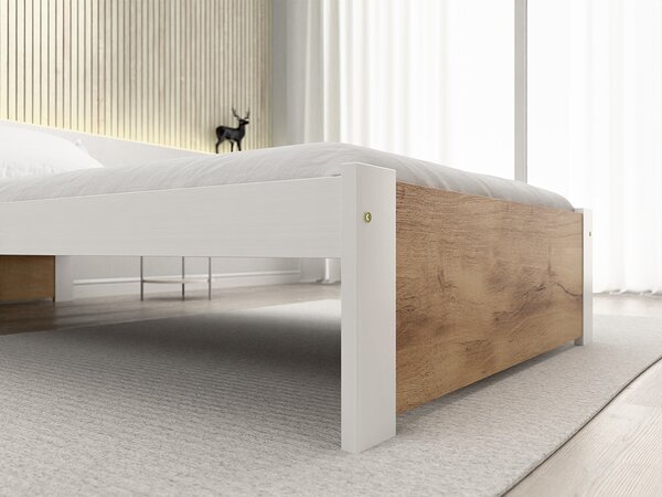 Postel IKAROS 90 x 200 cm, bílá/dub artisan bez roštu s matrací Deluxe 10 cm