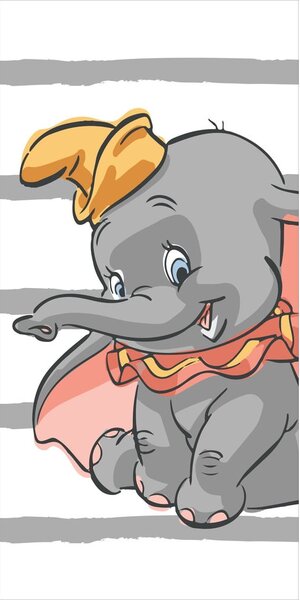 Bílo-šedá bavlněná dětská osuška 70x140 cm Dumbo "Stripe" – Jerry Fabrics
