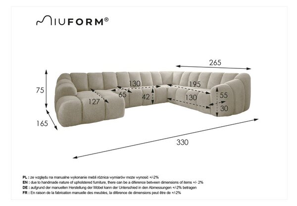 Šedá rohová pohovka (pravý roh/do "U") Shell – Miuform
