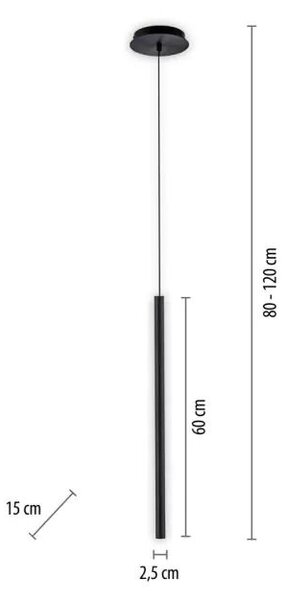 Paul Neuhaus Závěsné LED svítidlo FLUTE 4,3W, v. 60 cm, 3000K Barva: Černé