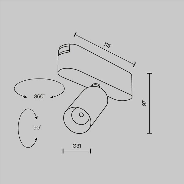 Svítidlo pro kolejnicový systém Focus LED Magnetic track system Radity 3000K 5W 36d TR103-1-5W3K-M-W - MAYTONI