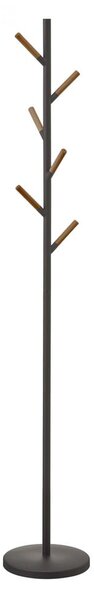 Černý stojací věšák s detaily z bukového dřeva YAMAZAKI Plain Pole Hanger