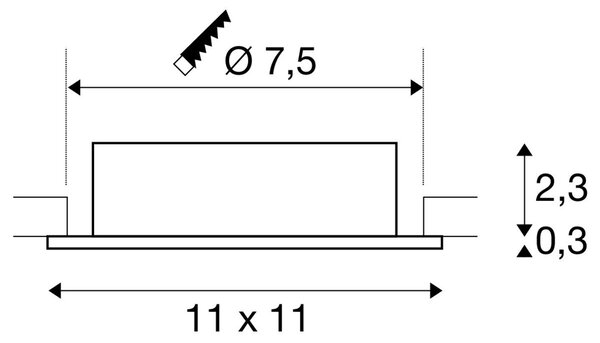 LA 1007628 NEW TRIA® 75 XL stropní vestavné svítidlo, čtvercové, max. 10W, GU10, černá - BIG WHITE (SLV)