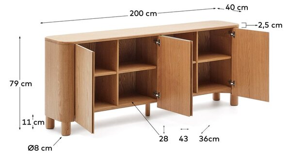 Komoda v dekoru jasanu v přírodní barvě 200x79x40 cm Salaya – Kave Home