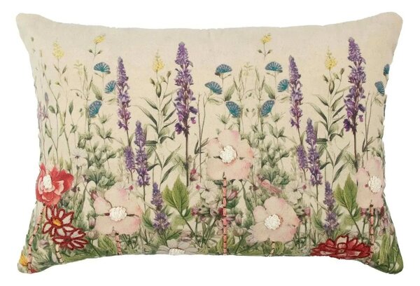 Béžový polštář s divokými květy Wild Flowers - 40*60*10cm - Mars & More
