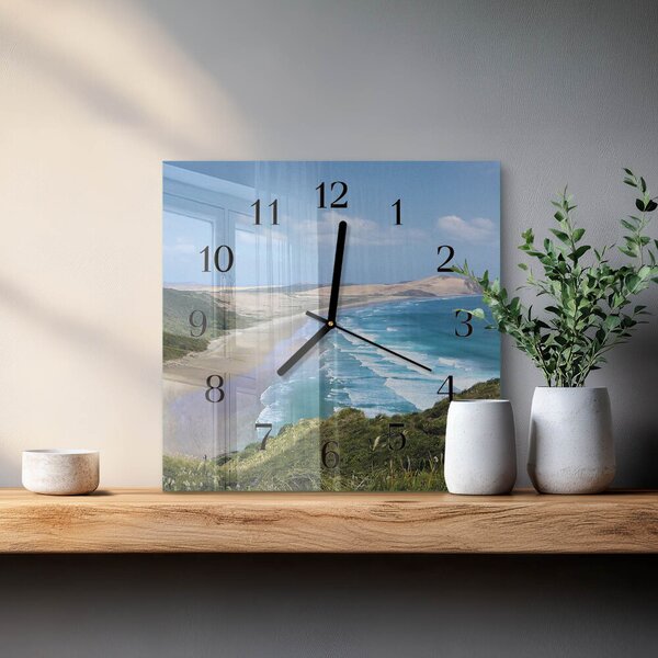 Skleněné hodiny na stěnu Pobřeží zskc-30x30-00170909