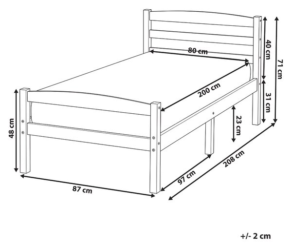 Postel Borovicové dřevo ECHALLON 80 x 200 cm Světle hnědá