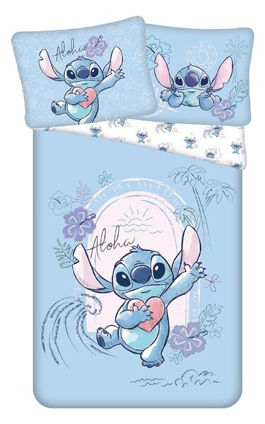 Modré bavlněné dětské povlečení na jednolůžko 140x200 cm Lilo and Stitch "Wave" – Jerry Fabrics