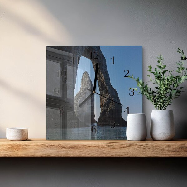 Skleněné hodiny na stěnu Kámen zskc-30x30-00170917