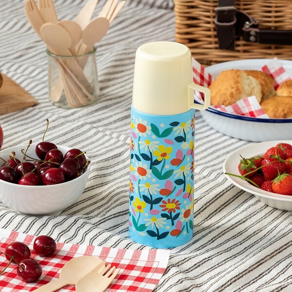Modrá/krémová dětská termoska 350 ml Butterfly Garden – Rex London