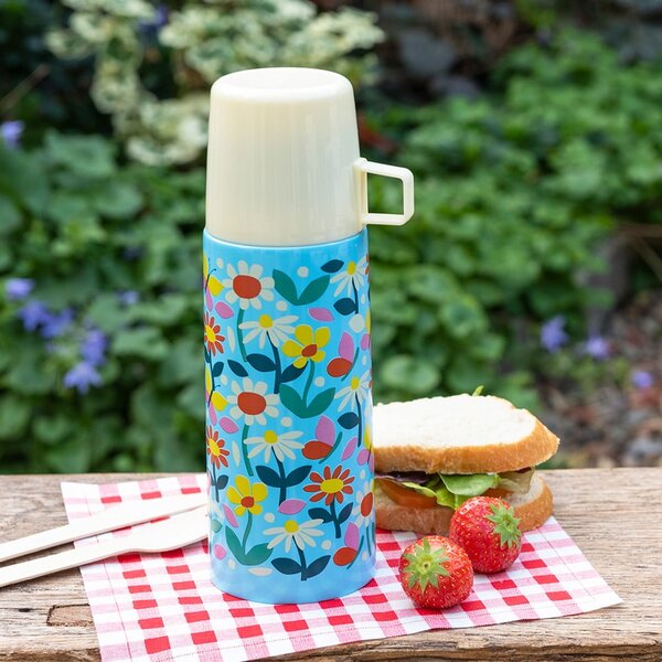 Modrá/krémová dětská termoska 350 ml Butterfly Garden – Rex London