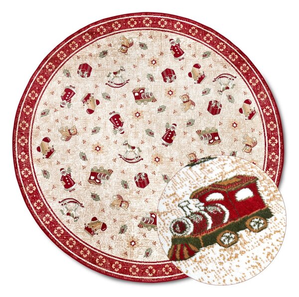 Červený kulatý koberec s vánočním motivem s příměsí bavlny ø 160 cm Toy's Delight Red Christmas – Villeroy&Boch
