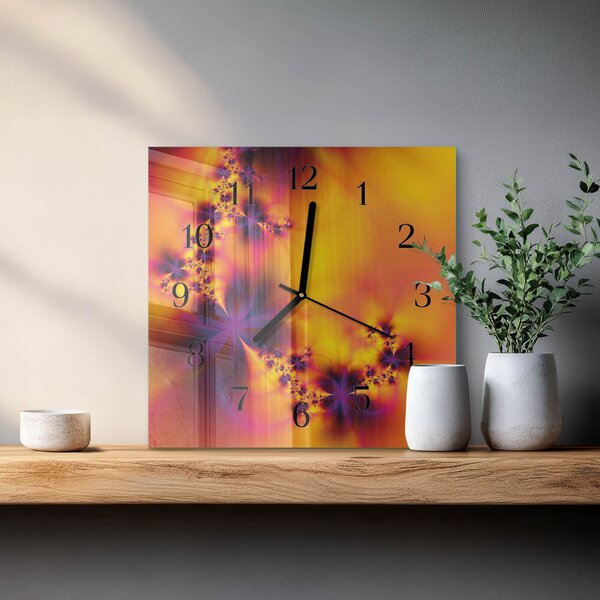 Skleněné hodiny na stěnu Květiny zskc-30x30-00170947